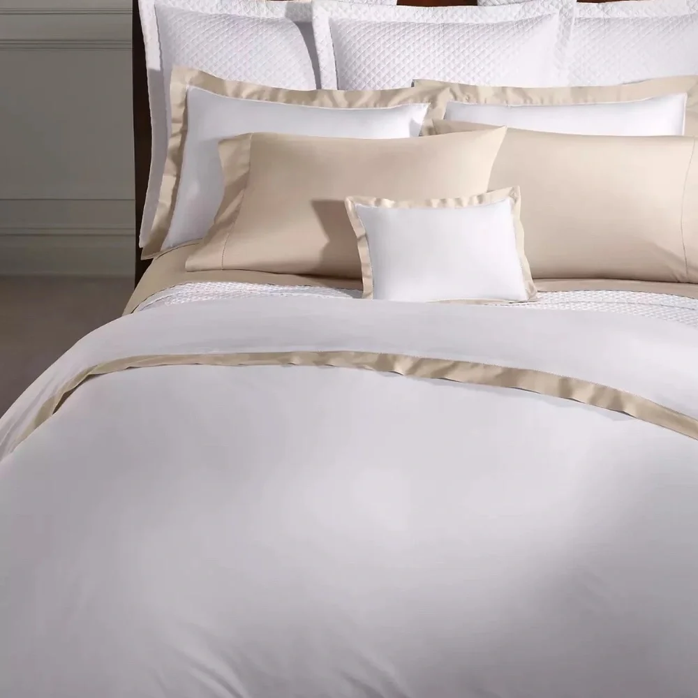 Ralph Lauren RL 624 Organic Cotton Sateen Border King Duvet Cover Coastal Sand